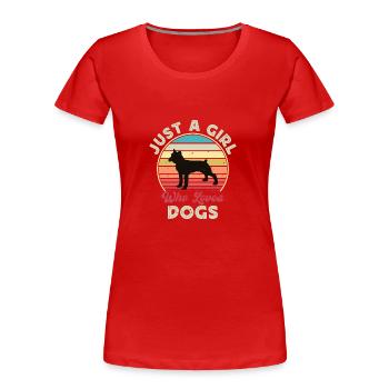 Boxer Hund Silhouette Vintage Sonnenuntergang für Hundeliebhaber - Frauen Premium Bio T-Shirt - Rot - Vorne - Mia (176cm)