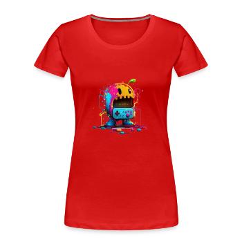 Arcade Neon Gaming Monster - Frauen Premium Bio T-Shirt - Rot - Vorne - Mia (176cm)