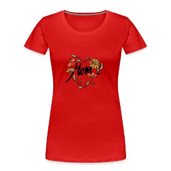 Coeur de fleurs Anniversaire maman Fête des mères - T-shirt bio Premium Femme - rouge - Devant - Mia (176cm)