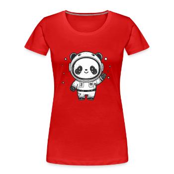 Kawaii Mignon Heureux astronaute Panda - T-shirt bio Premium Femme - rouge - Devant - Mia (176cm)