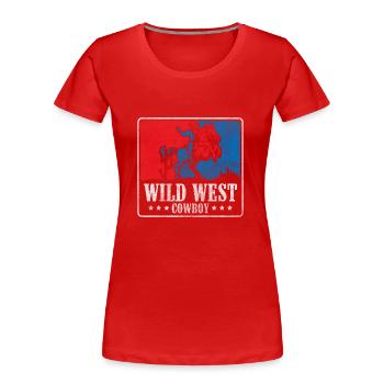 Country Cowboystiefel Dressur Kostüm - Frauen Premium Bio T-Shirt - Rot - Vorne - Mia (176cm)