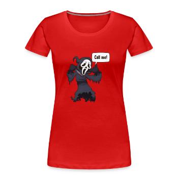 Fantôme au visage hurlant tenant un couteau - T-shirt bio Premium Femme - rouge - Devant - Mia (176cm)