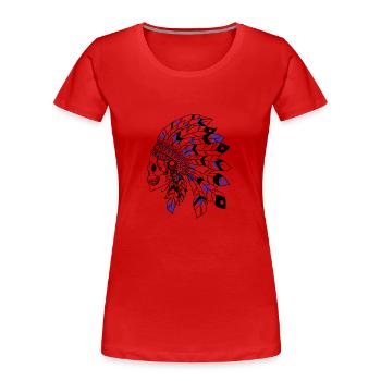 skull with black and purple Indian headdress - Women's Premium Organic T-Shirt - red - Front - Mia (176cm)