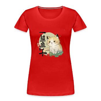 Chat japonais mignon et style japonais - T-shirt bio Premium Femme - rouge - Devant - Mia (176cm)