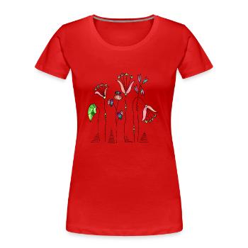 Flowers - Women's Premium Organic T-Shirt - red - Front - Mia (176cm)