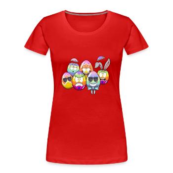 Oeufs de Pâques mignons - T-shirt bio Premium Femme - rouge - Devant - Mia (176cm)