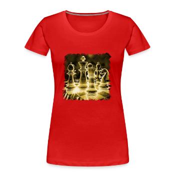 Un tournoi d’échecs se déroule sur plusieurs tours - T-shirt bio Premium Femme - rouge - Devant - Mia (176cm)