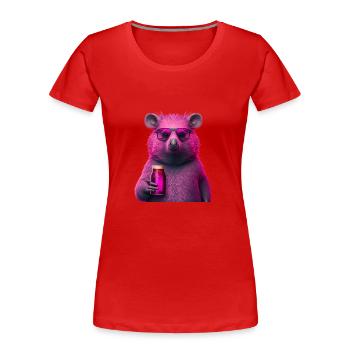 Lustiges Tier mit Bier in Pink - Frauen Premium Bio T-Shirt - Rot - Vorne - Mia (176cm)