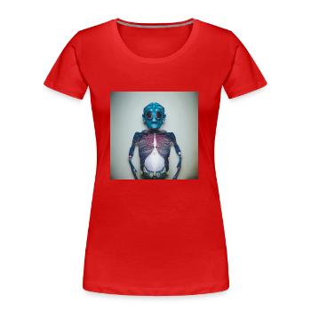Fotografisches Portrait blaues Insekt - Frauen Premium Bio T-Shirt - Rot - Vorne - Mia (176cm)