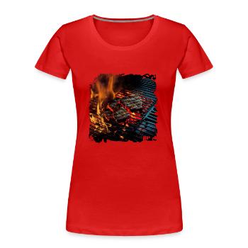 Fleisch ist eine wichtige Protein-Quelle - Frauen Premium Bio T-Shirt - Rot - Vorne - Mia (176cm)