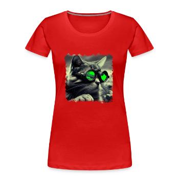 Katzen finden sich im Dunkeln zurecht - Frauen Premium Bio T-Shirt - Rot - Vorne - Mia (176cm)