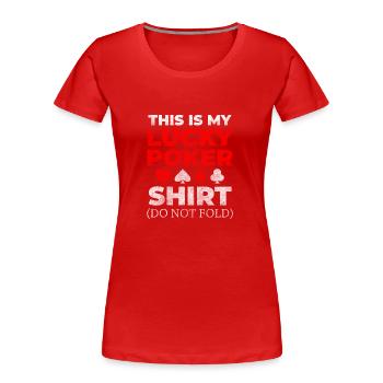 Kartenspiel Ass Doppelkopf All In - Frauen Premium Bio T-Shirt - Rot - Vorne - Mia (176cm)