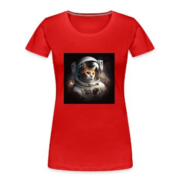 Astro Cat, Spacecat, Generative AI - Women's Premium Organic T-Shirt - red - Front - Mia (176cm)