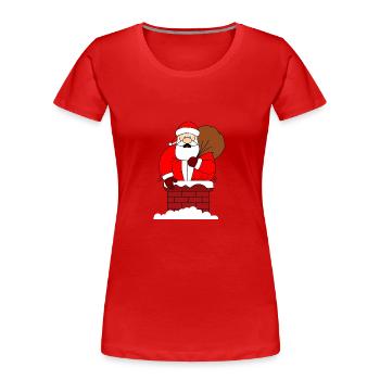 Gros Père Noël - T-shirt bio Premium Femme - rouge - Devant - Mia (176cm)
