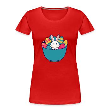 Ostereier-Korb und süßem Hasen - Frauen Premium Bio T-Shirt - Rot - Vorne - Mia (176cm)