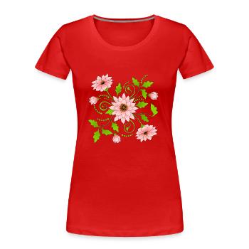 Flowers - Women's Premium Organic T-Shirt - red - Front - Mia (176cm)