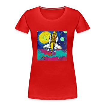 navette spatiale van gogh - T-shirt bio Premium Femme - rouge - Devant - Mia (176cm)
