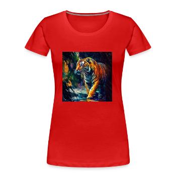 Tigre du Bengale à l’affût - T-shirt bio Premium Femme - rouge - Devant - Mia (176cm)