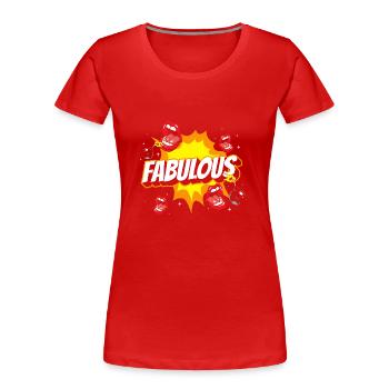 Comic style style speech bubble Pow! - Women's Premium Organic T-Shirt - red - Front - Mia (176cm)