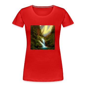 Wasserfall - Frauen Premium Bio T-Shirt - Rot - Vorne - Mia (176cm)