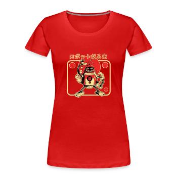 Daruma Robot - T-shirt bio Premium Femme - rouge - Devant - Mia (176cm)