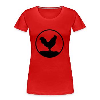 hahn - Frauen Premium Bio T-Shirt - Rot - Vorne - Mia (176cm)