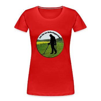 Der Detektor-Schwinger muss sich an Gesetze halten - Frauen Premium Bio T-Shirt - Rot - Vorne - Mia (176cm)
