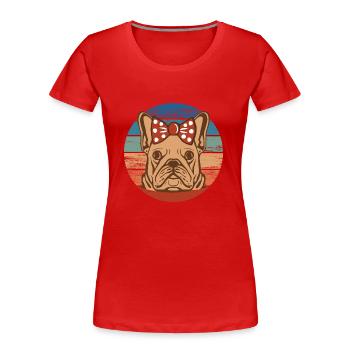 Französische Bulldogge Mädchen Hundekopf Rainbow - Frauen Premium Bio T-Shirt - Rot - Vorne - Mia (176cm)
