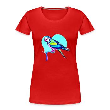 Budgerigar Bird Cockatiel Bird Propriétaire - T-shirt bio Premium Femme - rouge - Devant - Mia (176cm)