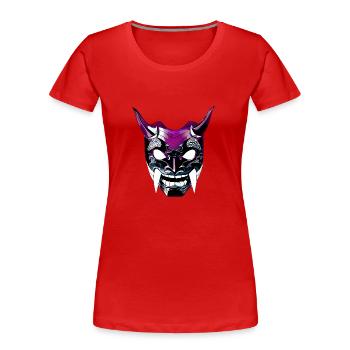 Cosmic Mirror Japanische Dämon Maske Lila/Blau - Frauen Premium Bio T-Shirt - Rot - Vorne - Mia (176cm)