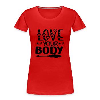 Aimez votre corps - T-shirt bio Premium Femme - rouge - Devant - Mia (176cm)