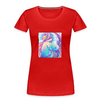 Einhorn Mädchen Fabeltier Einhörner Unicorn - Frauen Premium Bio T-Shirt - Rot - Vorne - Mia (176cm)