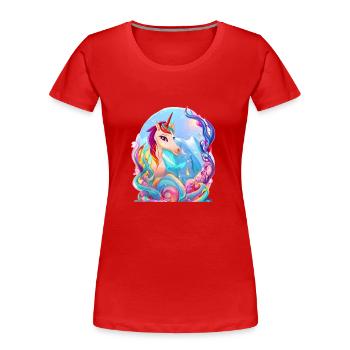 Unicorn Fabeltier Mädchen Einhorn Einhörner - Frauen Premium Bio T-Shirt - Rot - Vorne - Mia (176cm)