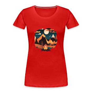 Camping bei Mondschein mit Lagerfeuer - Frauen Premium Bio T-Shirt - Rot - Vorne - Mia (176cm)