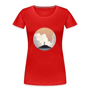 Hund im Himmel - Vierbeiner verlässt die Welt - Frauen Premium Bio T-Shirt - Rot - Vorne - Mia (176cm)