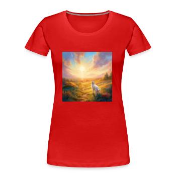 Hund im Himmel - Vierbeiner verlässt die Welt - Frauen Premium Bio T-Shirt - Rot - Vorne - Mia (176cm)