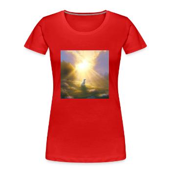 Hund im Himmel - Vierbeiner verlässt die Welt - Frauen Premium Bio T-Shirt - Rot - Vorne - Mia (176cm)