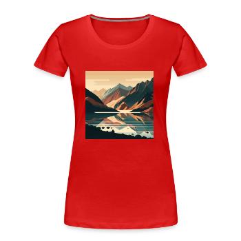 Paysage de montagne minimaliste avec lac - T-shirt bio Premium Femme - rouge - Devant - Mia (176cm)