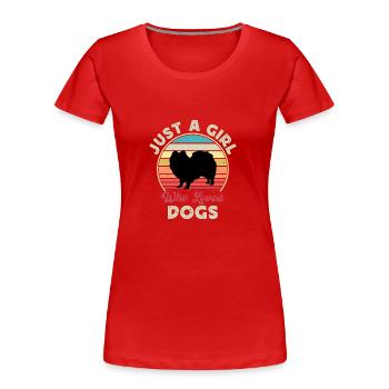 Indian Spitz Dog Lover Silhouette Vintage Sunset - T-shirt bio Premium Femme - rouge - Devant - Mia (176cm)
