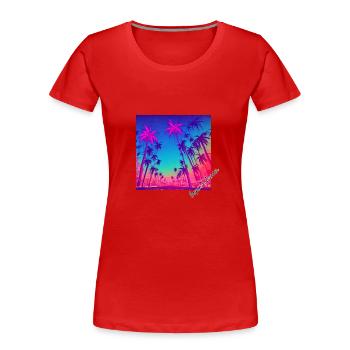 Neon Palm Highway - Frauen Premium Bio T-Shirt - Rot - Vorne - Mia (176cm)