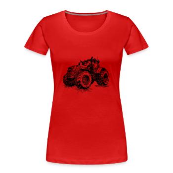 Grand tracteur de terrain Tracteur de récolte agricole - T-shirt bio Premium Femme - rouge - Devant - Mia (176cm)