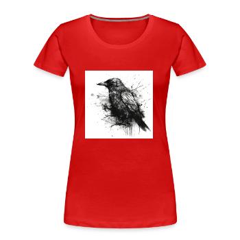 Black crow - gloomy illustration - Women's Premium Organic T-Shirt - red - Front - Mia (176cm)