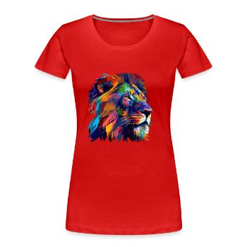 Löwenkopf Ölgemälde Geschenk - Frauen Premium Bio T-Shirt - Rot - Vorne - Mia (176cm)
