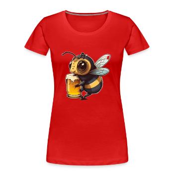 Une abeille cool mignonne boit un verre de bière - T-shirt bio Premium Femme - rouge - Devant - Mia (176cm)