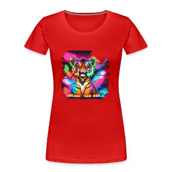 Tigerjunges der Freude - Frauen Premium Bio T-Shirt - Rot - Vorne - Mia (176cm)