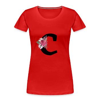 Lettre c floral - T-shirt bio Premium Femme - rouge - Devant - Mia (176cm)