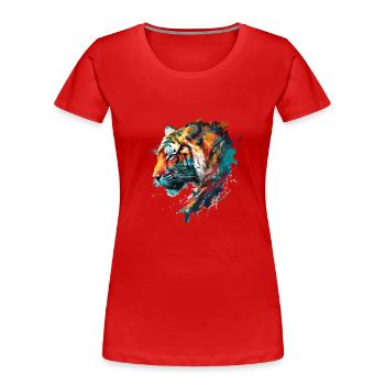 Tête de tigre dans le cadeau de profil - T-shirt bio Premium Femme - rouge - Devant - Mia (176cm)