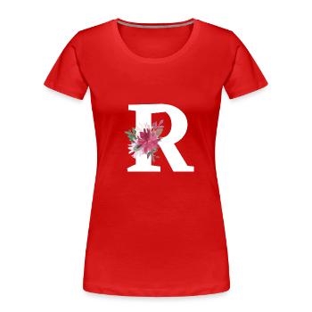 Lettre r floral - T-shirt bio Premium Femme - rouge - Devant - Mia (176cm)