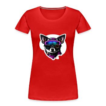 Chihuahua futuristisch mit Brille - Frauen Premium Bio T-Shirt - Rot - Vorne - Mia (176cm)