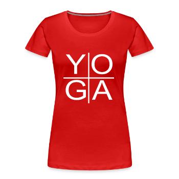 Cadeau de yoga pour Yogis Méditation Idée cadeau Om - T-shirt bio Premium Femme - rouge - Devant - Mia (176cm)